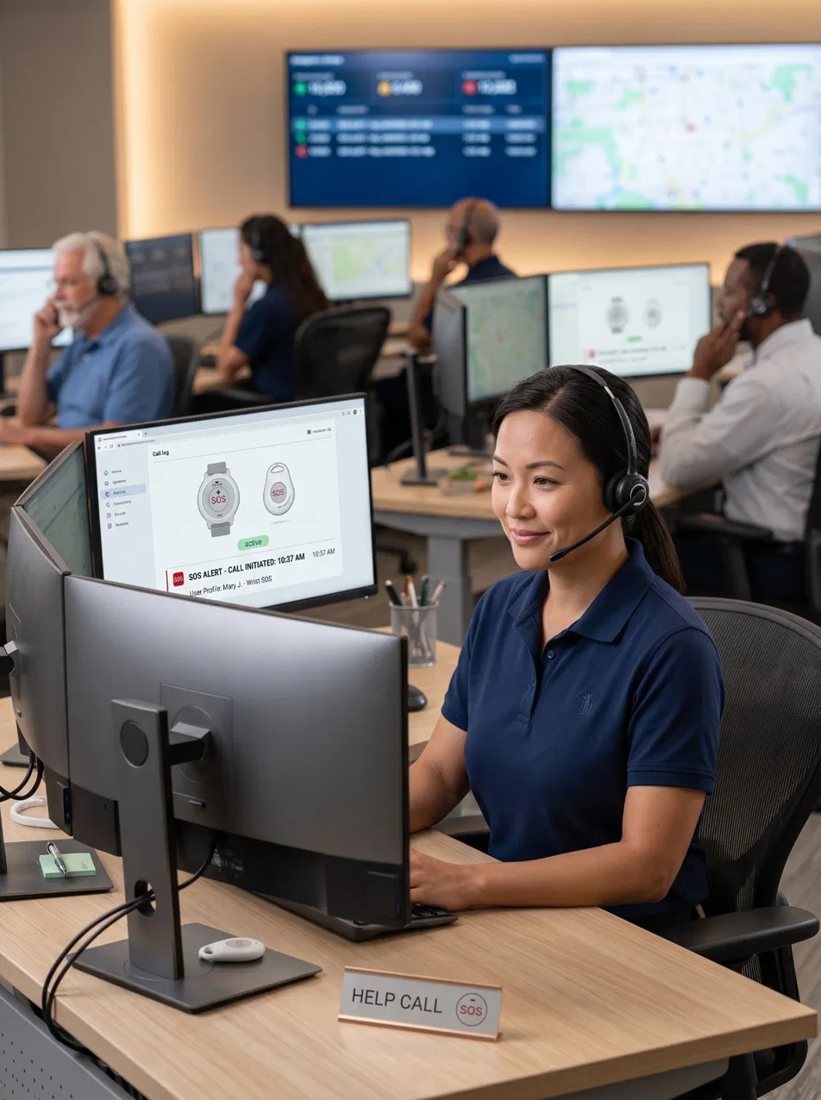 A friendly My Life Alarm monitoring operator at the dispatch center